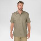 Dickies Men's Big & Tall Original Fit Short Sleeve Twill Work Shirt- Khaki (green)