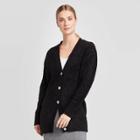 Women's Long Sleeve V-neck Boyfriend Cardigan - Prologue Black
