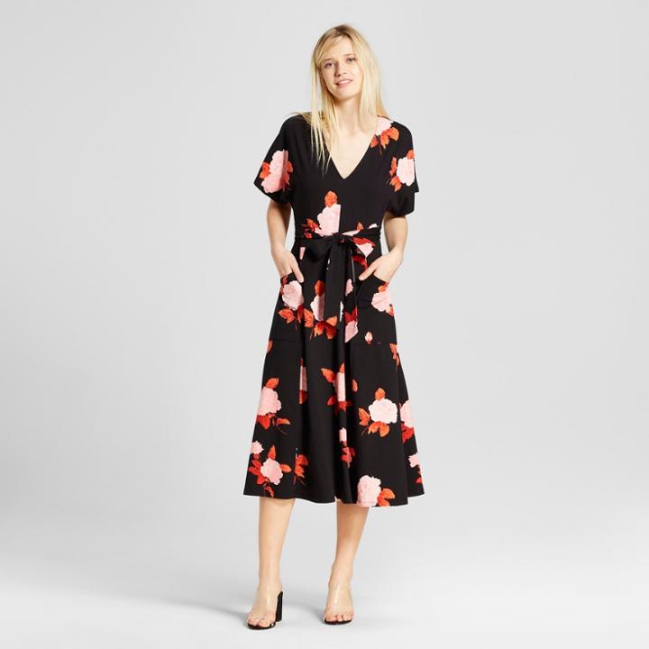 Women's Knit Midi Dress With Pockets - Who What Wear Rose Print
