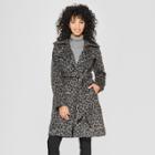 Women's Leopard Print Wrap Coat - A New Day Gray
