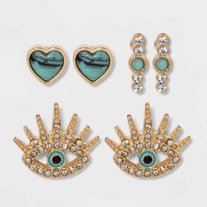 Sugarfix By Baublebar Eclectic Stud Earring Set - Turquoise, Women's, Blue