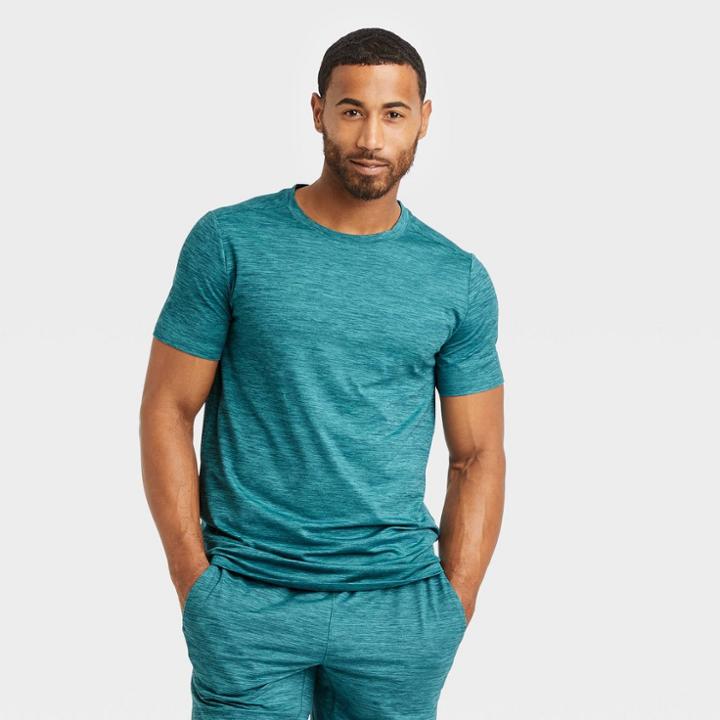 Men's Short Sleeve Soft Stretch T-shirt - All In Motion Teal Blue