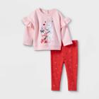 Disney Baby Girls' Minnie Mouse Valentine's Day Top & Bottom Set - Light Pink Newborn