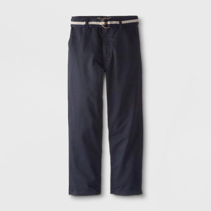 Eddie Bauer Boys' Twill Pants With Belt Navy (blue)