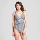 Women's Gingham Tie Shoulder One Piece Swimsuit - Merona Black/white