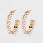 Pearl Crystal Hoop Earrings - A New Day Gold