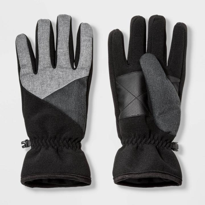 Men's 3pk Textured Ski Gloves - Goodfellow & Co Gray,
