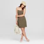 Women's Tube Top Button Front Dress - Universal Thread Olive