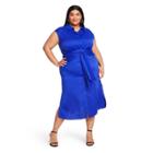 Women's Plus Size Tie-front Shirtdress - Cushnie For Target Royal Blue
