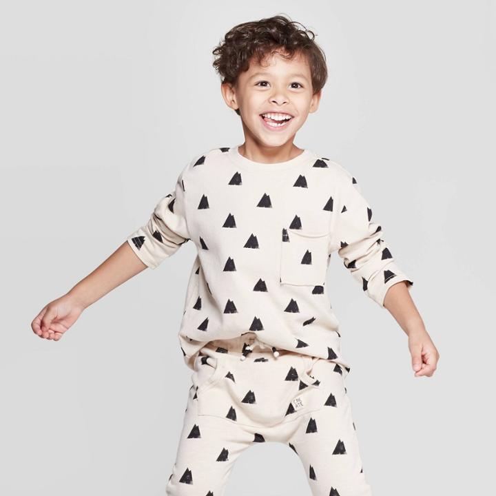 Toddler Boys' Long Sleeve 'mountain' Pocket T-shirt - Art Class Cream 3t, Boy's, White