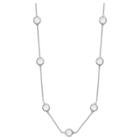 Target Station Necklace In Silver Plate With 7 Clear Bezel Set Crystals From Swarovski - Clear/gray