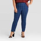 Women's Plus Size Plaid High-rise Skinny Ankle Pants - A New Day Blue