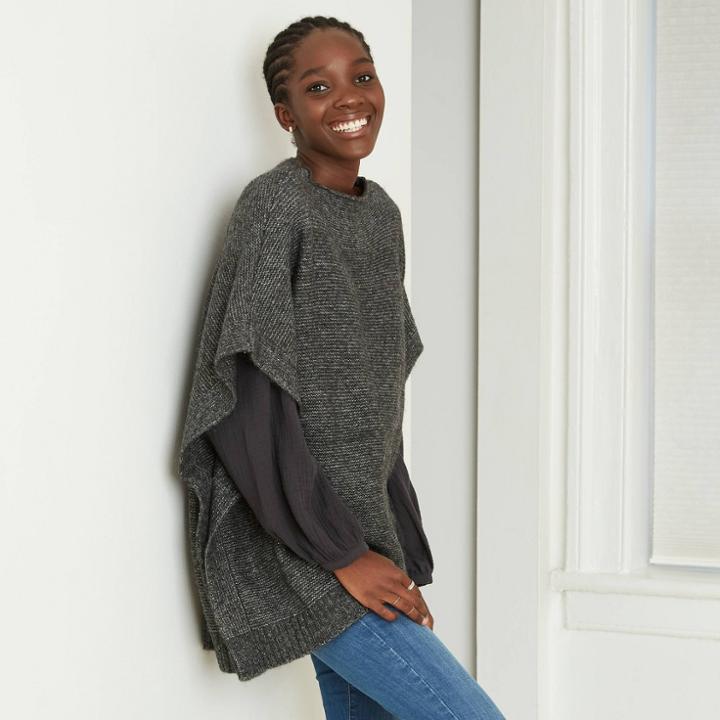 Women's Poncho Sweater - Universal Thread Gray