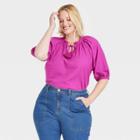 Women's Plus Size Puff Elbow Sleeve Top - Knox Rose Purple