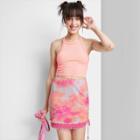 Women's Mesh Side Ruched Mini Skirt - Wild Fable Pink Tie-dye