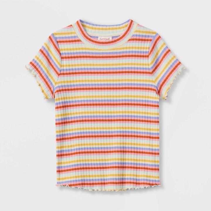 Girls' Short Sleeve Rib T-shirt - Cat & Jack Xs,