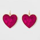 Target Heart With Sequin Earrings - Pink