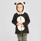 Toddler Boys' Panda Faux Wool Overcoat - Cat & Jack Black