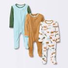 Baby 3pk Sleepy Safari Tight Fit Zip-up Sleep N' Play - Cloud Island Brown