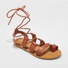Women's Paige Lace Up Gladiator Sandals - Universal Thread Cognac (red)
