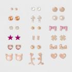 Flower And Bow With Heart Multi Earring Set 18ct - Wild Fable,