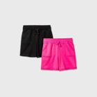 Girls' Adaptive 2pk Knit Shorts - Cat & Jack Black/pink