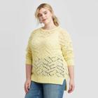 Women's Plus Size Crewneck Open Stitch Tunic Sweater - Universal Thread Yellow 1x, Women's,