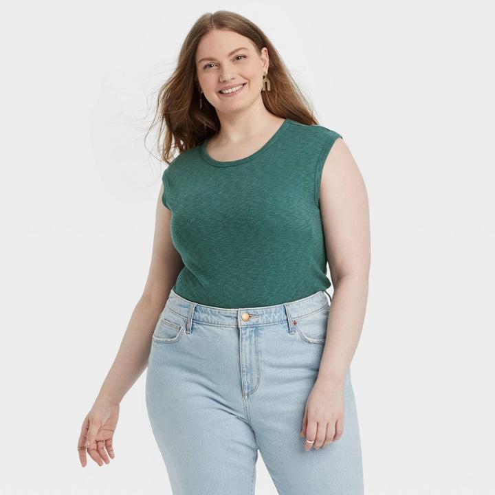 Women's Plus Size Bodysuit - Universal Thread Teal Blue
