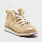 Toddler Girls' Reed Zipper Slip-on Lace-up Combat Winter Boots - Cat & Jack Gold