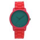 Unisex Geneva Platinum Modern Multi Color Strap Watch - Turquoise/coral