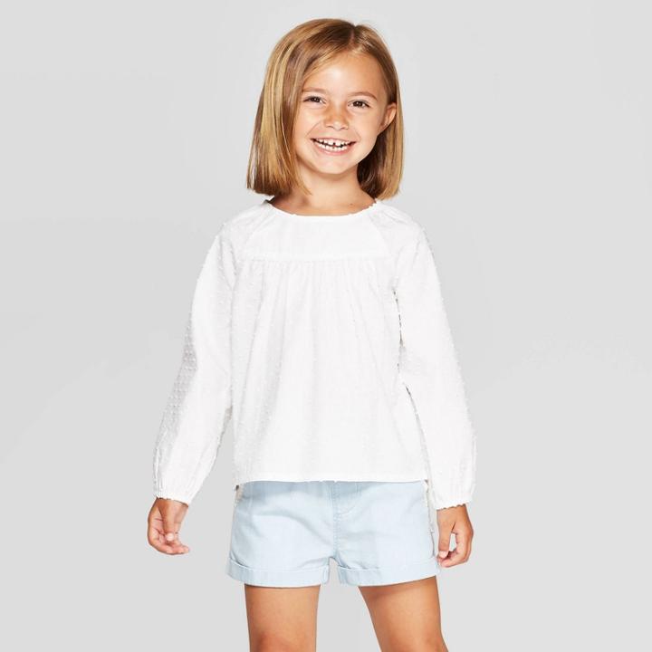 Oshkosh B'gosh Toddler Girls' Long Sleeve Blouse - White
