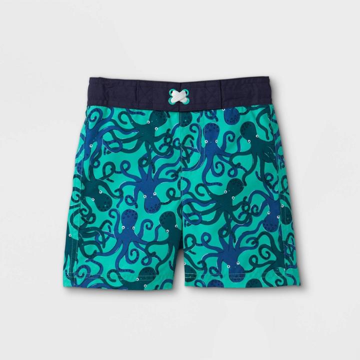 Toddler Boys' Octopus Print Swim Trunks - Cat & Jack Turquoise