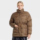 Women's Puffer Jacket - Who What Wear Brown Leopard Print