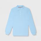 French Toast Boys' Long Sleeve Pique Uniform Polo Shirt - Light Blue S, Boy's,