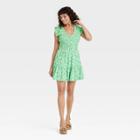Women's Ruffle Short Sleeve Smocked Dress - Universal Thread Green