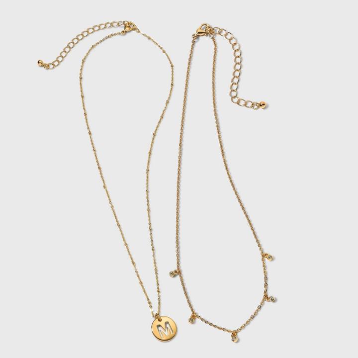 Girls' Initial M Necklace - Art Class Gold