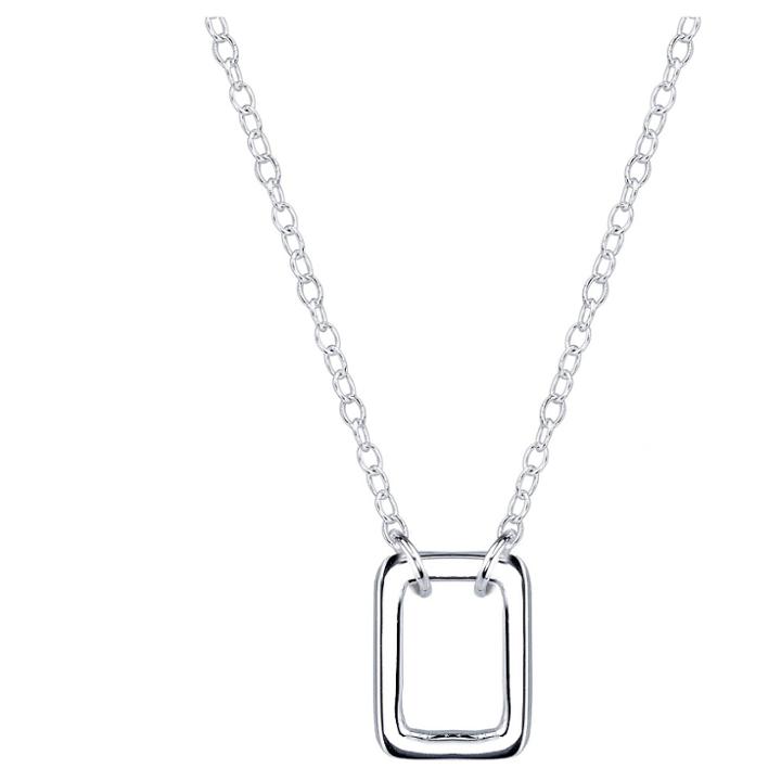 Target Women's Sterling Silver Open Square Station Necklace -