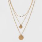 2 Discs & 3 Styles Of Chains 3 Row Short Necklace - A New Day Gold