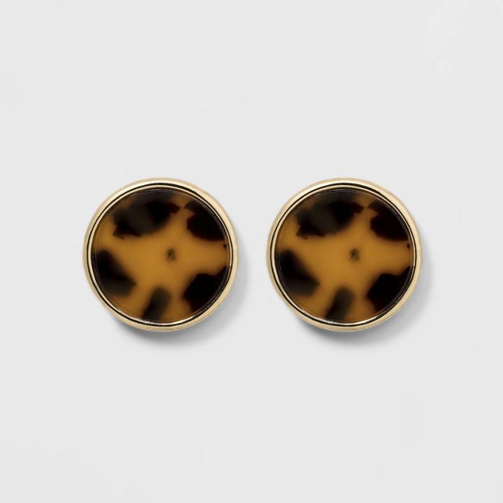 Women's Disk Post Earrings - A New Day Tortoise,