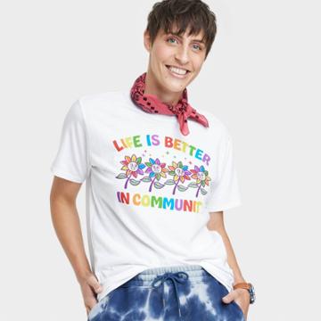 Threadless Pride Adult Life Is Better Short Sleeve T-shirt - White