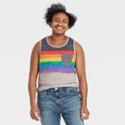 Well Worn Pride Gender Inclusive Adult Burnout Striped Tank Top - Gray