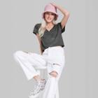 Women's Short Sleeve V-neck Shrunken Boxy T-shirt - Wild Fable Hematite