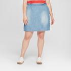 Women's Plus Size Denim Paperbag Waist Skirt - Universal Thread Blue