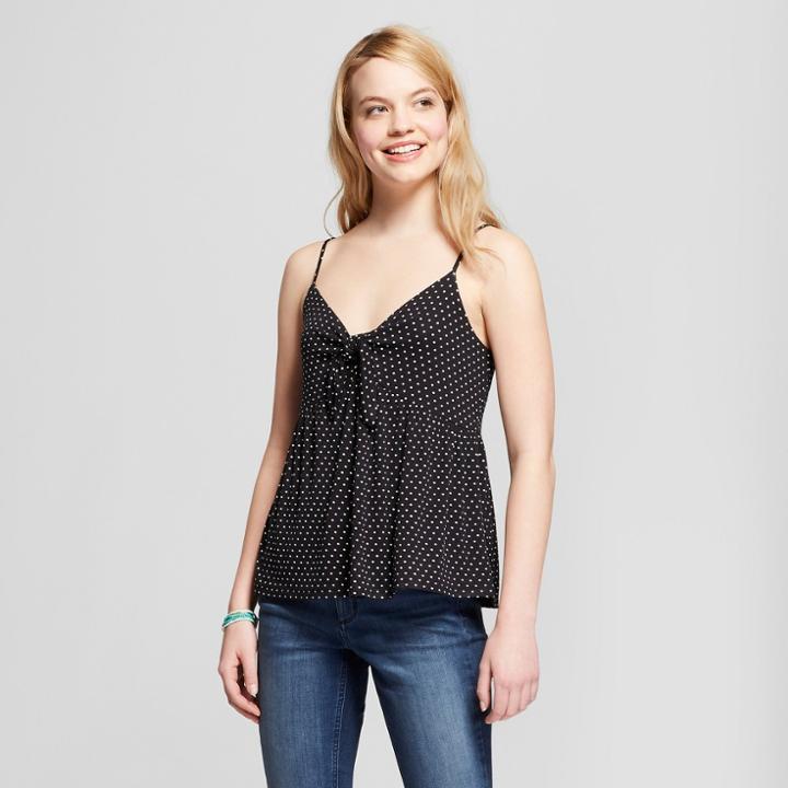 Women's Polka Dot Tie-front Tank Top - Mossimo Supply Co. Black