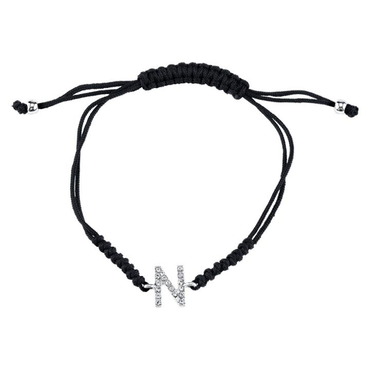 Target Silver Plated Crystal Wrap Bracelet With Initial N - Black, Girl's