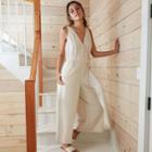 Women's Striped Sleeveless Seersucker Jumpsuit - A New Day White
