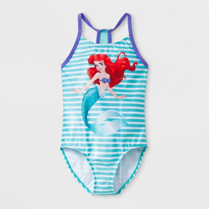 Disney Girls' Little Mermaid One Piece Swimsuit - Blue