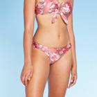 Women's Cinch Back Cheeky Floral Bikini Bottom - Xhilaration Mauve Floral Print Xs, Women's, Purple