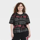 Women's Plus Size Chicago Bulls Nba Cropped Short Sleeve Graphic T-shirt - Black