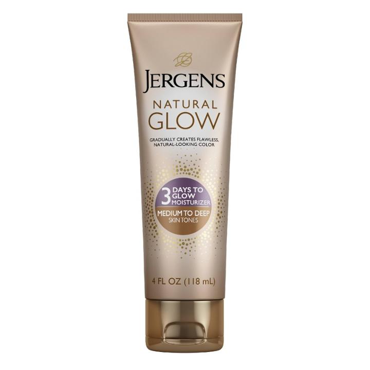 Jergens Natural Glow 3 Days To Glow Moisturizer, Self Tanner Lotion, Medium To Deep Sunless Tanner